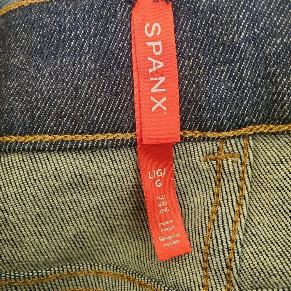 SPANX Wide Leg Denim Pants Raw Indigo Dark Size Large Tall